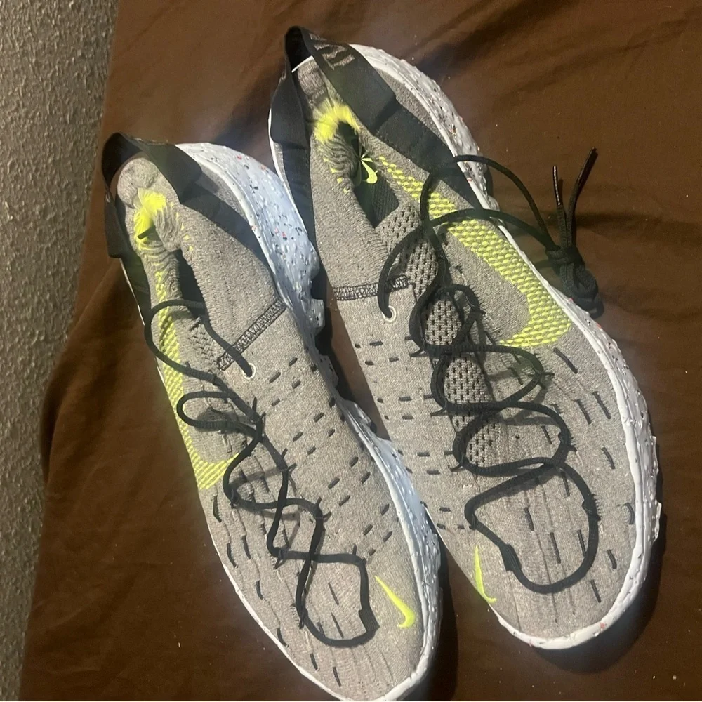 Gray and Yellow Athletic Sneaker Nike Space Hippie fits men size 12.5